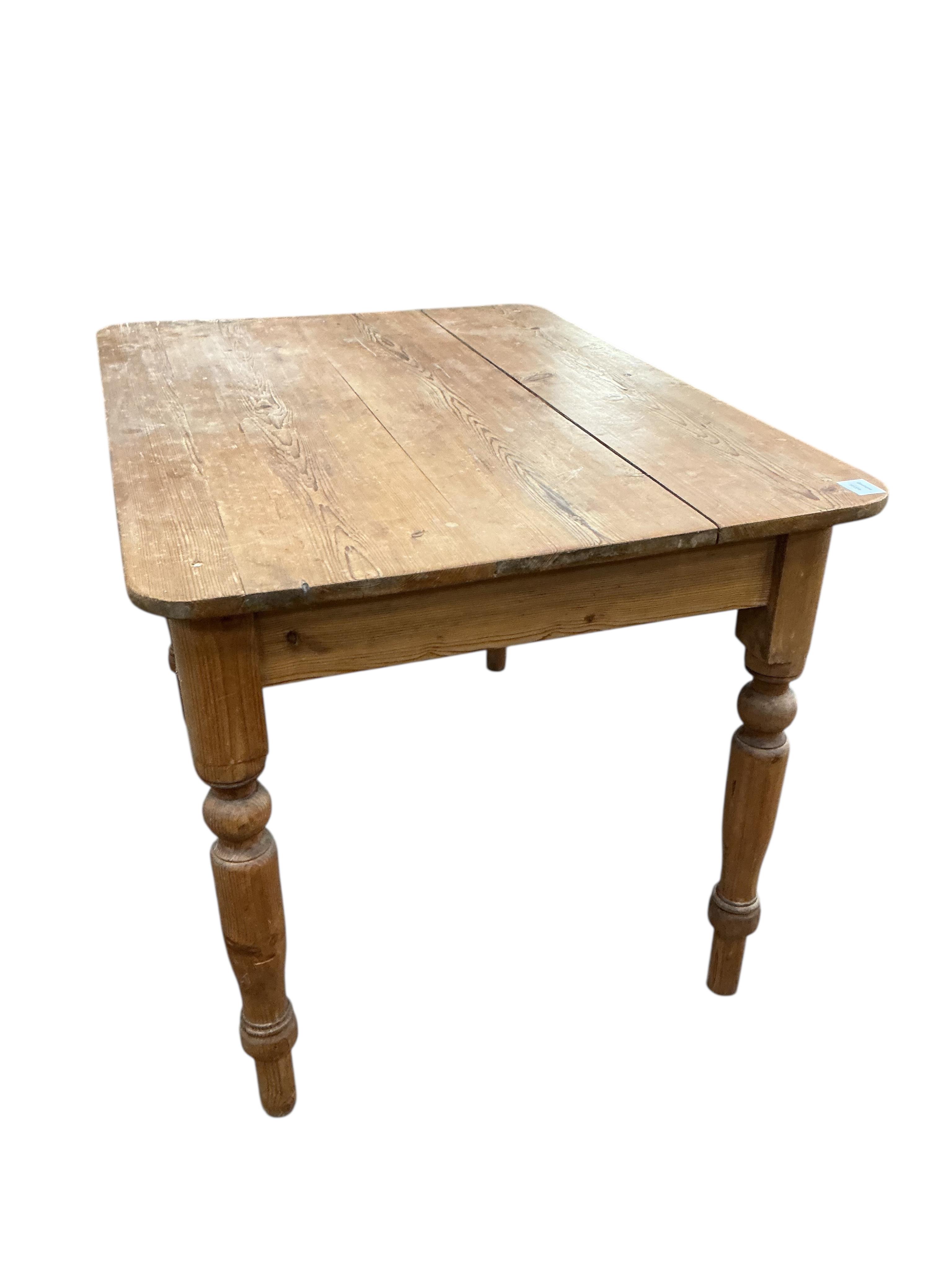 A Victorian rectangular pine kitchen table, width 105cm, depth 76cm, height 73cm